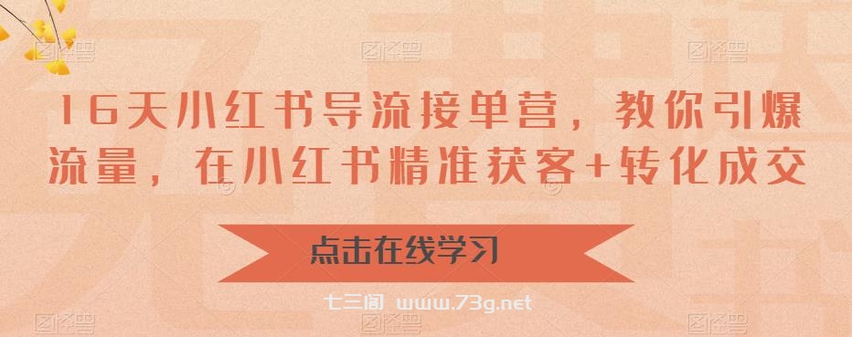 16天-小红书 导流接单营，教你引爆流量，在小红书精准获客+转化成交-七三阁