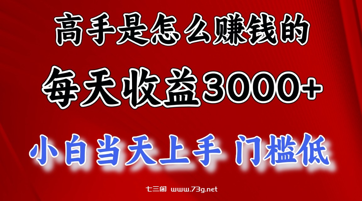 高手是怎么赚钱的，一天收益3000+ 这是穷人逆风翻盘的一个项目，非常…-七三阁