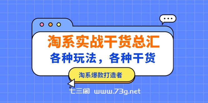 淘系实战干货总汇：各种玩法，各种干货，淘系爆款打造者！-七三阁