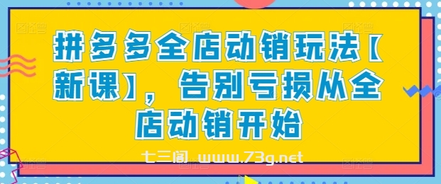 拼多多全店动销玩法【新课】，告别亏损从全店动销开始-七三阁