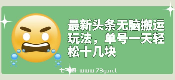 最新头条无脑搬运玩法，单号一天轻松十几块【视频教程+搬运软件】￼-七三阁