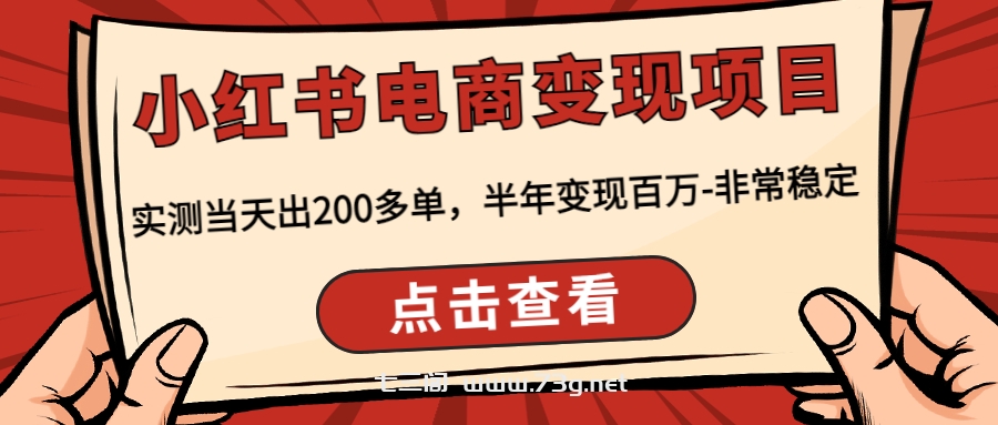 小红书电商变现项目：实测当天出200多单，半年变现百万-非常稳定-七三阁