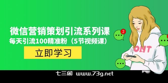 价值百万的微信营销策划引流系列课，每天引流100精准粉（5节视频课）-七三阁