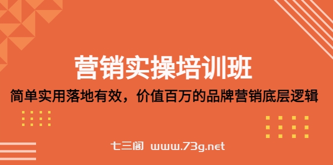 营销实操培训班：简单实用-落地有效，价值百万的品牌营销底层逻辑-七三阁