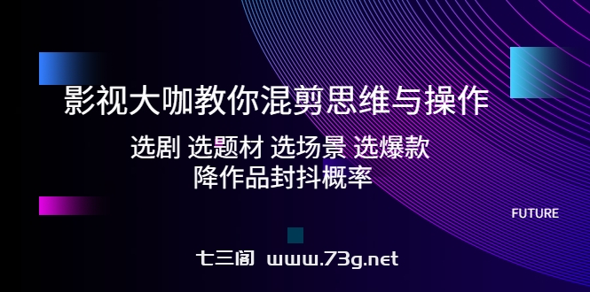 影视大咖教你混剪思维与操作：选剧 选题材 选场景 选爆款 降作品封抖概率-七三阁