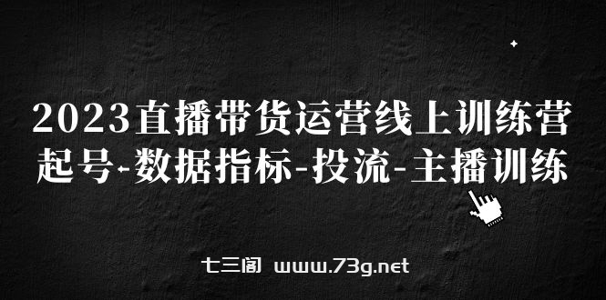 2023直播带货运营线上训练营，起号-数据指标-投流-主播训练-七三阁