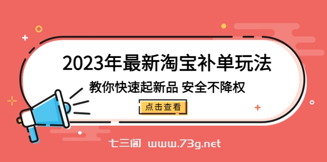 2023年最新淘宝补单玩法，教你快速起·新品，安全·不降权（18课时）-七三阁