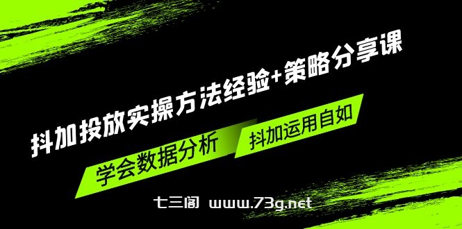 抖加投放实操方法经验+策略分享课，学会数据分析，抖加运用自如！-七三阁