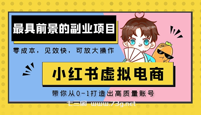 小红书蓝海大市场虚拟电商项目，手把手带你打造出日赚2000+高质量红薯账号-七三阁