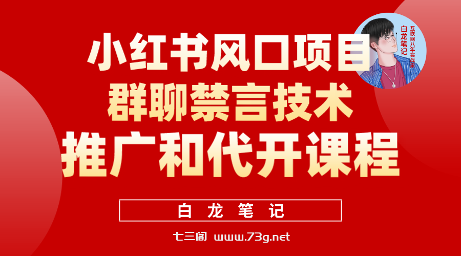 小红书风口项目日入300+，小红书群聊禁言技术代开项目，适合新手操作-七三阁