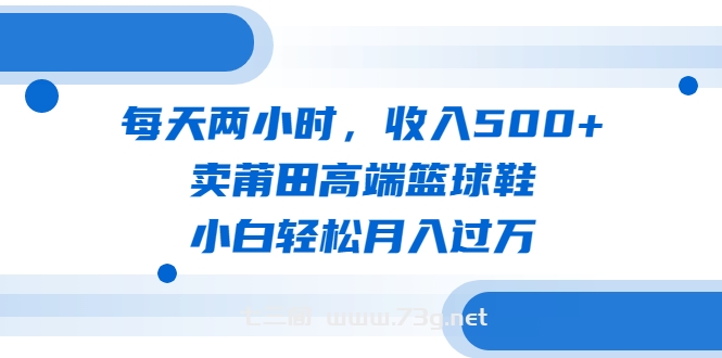 每天两小时，收入500+，卖莆田高端篮球鞋，小白轻松月入过万（教程+素材）-七三阁