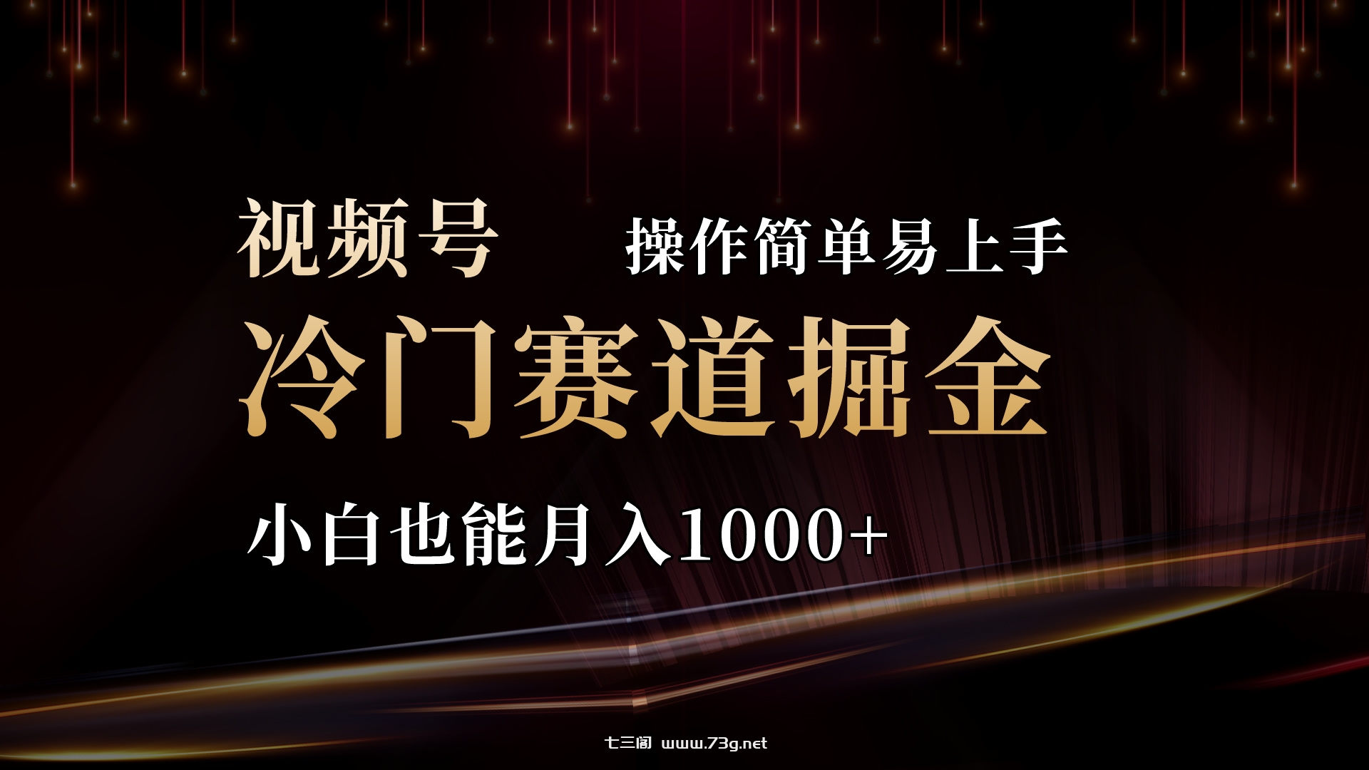 2024视频号冷门赛道掘金，操作简单轻松上手，小白也能月入1000+-七三阁