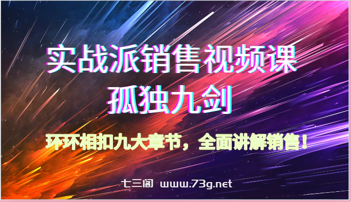 实战派销售视频课-孤独九剑，环环相扣九大章节，全面讲解销售（62节）-七三阁