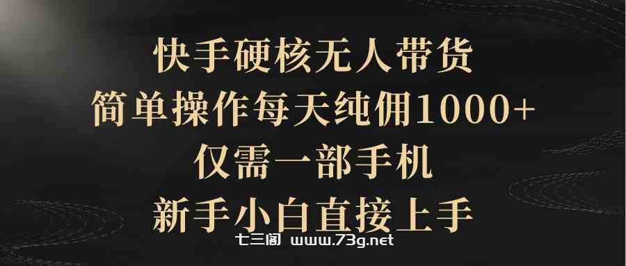 （9861期）快手硬核无人带货，简单操作每天纯佣1000+,仅需一部手机，新手小白直接上手-七三阁