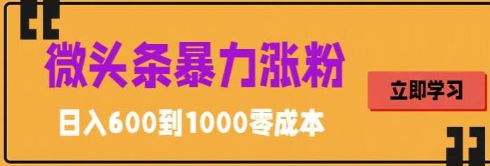 微头条暴力涨粉技巧搬运文案就能涨几万粉丝，简单0成本，日赚600-七三阁