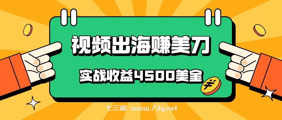 国内爆款视频出海赚美刀，实战收益4500美金，批量无脑搬运，无需经验直接上手-七三阁