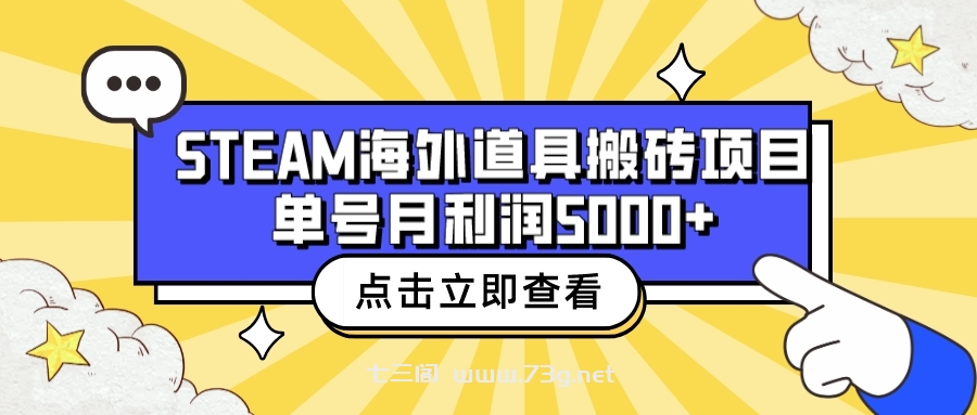 收费6980的Steam海外道具搬砖项目，单号月收益5000+全套实操教程-七三阁