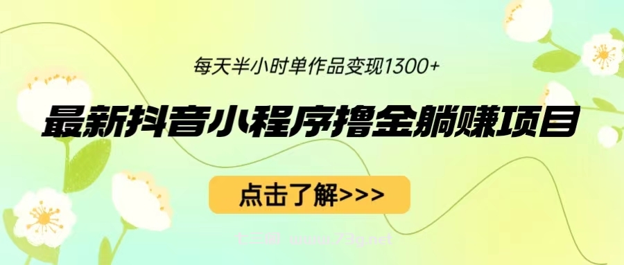 最新抖音小程序撸金躺赚项目，一部手机每天半小时，单个作品变现1300+-七三阁