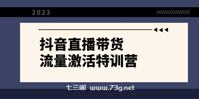 抖音直播带货-流量激活特训营，入行新手小白主播必学（21节课+资料）-七三阁