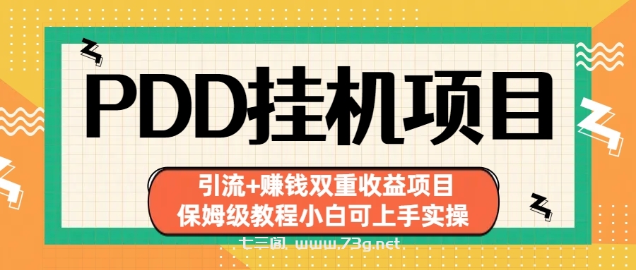 拼多多挂机项目 引流+赚钱双重收益项目(保姆级教程小白可上手实操)-七三阁