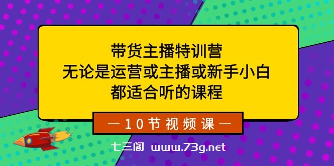 带货主播特训营：无论是运营或主播或新手小白，都适合听的课程-七三阁