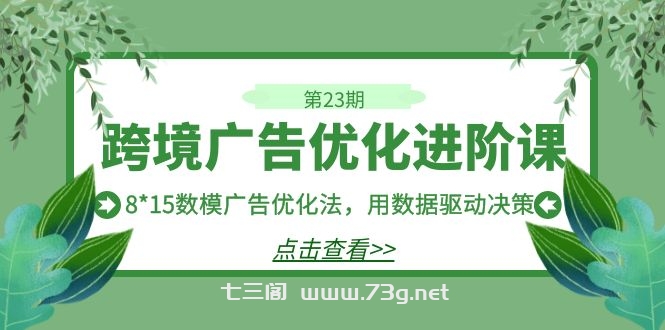 跨境广告·优化进阶课·第23期，8*15数模广告优化法，用数据驱动决策-七三阁