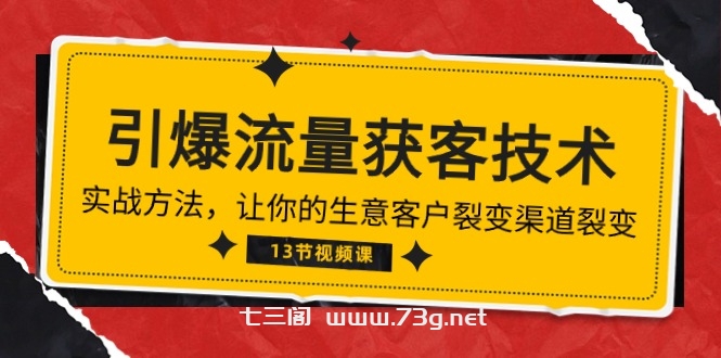 《引爆流量 获客技术》实战方法，让你的生意客户裂变渠道裂变（13节）-七三阁