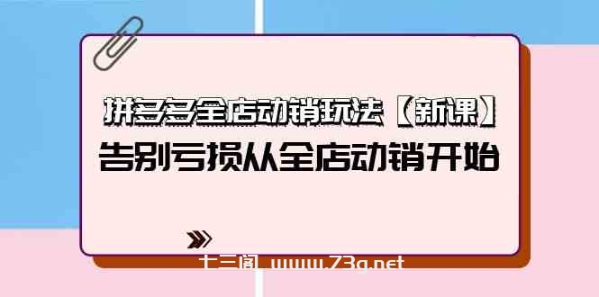 （9974期）拼多多全店动销玩法【新课】，告别亏损从全店动销开始（4节视频课）-七三阁