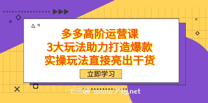 拼多多高阶·运营课，3大玩法助力打造爆款，实操玩法直接亮出干货-七三阁