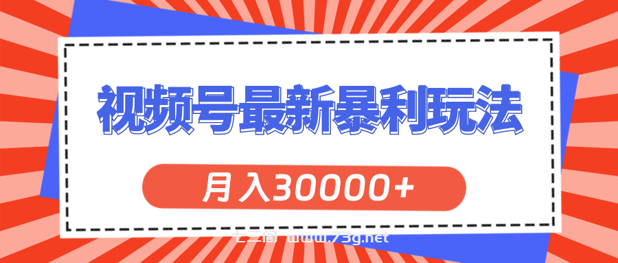 视频号最新暴利玩法，轻松月入30000+-七三阁