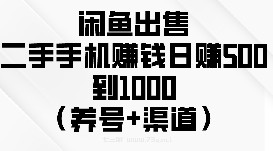 （10269期）闲鱼出售二手手机赚钱，日赚500到1000（养号+渠道）-七三阁