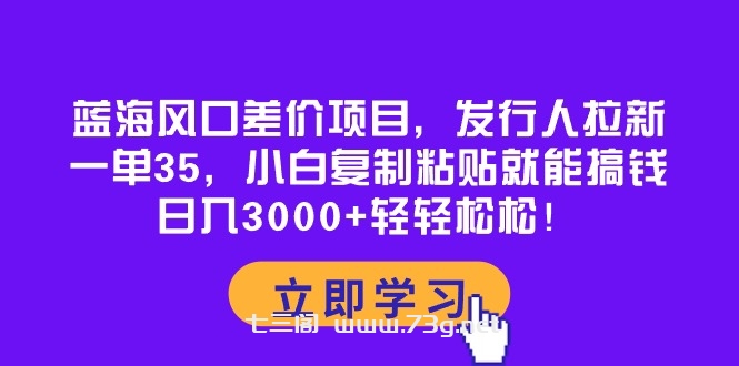 （10272期）蓝海风口差价项目，发行人拉新，一单35，小白复制粘贴就能搞钱！日入30…-七三阁