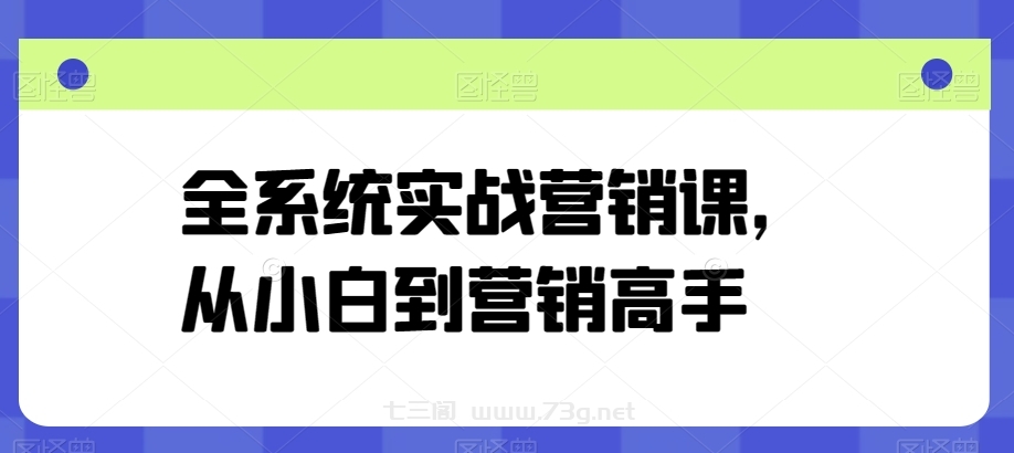 全系统实战营销课，从小白到营销高手-七三阁