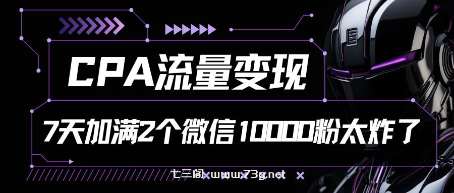 CPA流量变现，7天加满两个微信10000粉-七三阁