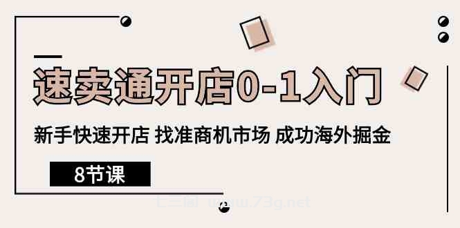 速卖通开店0-1入门，新手快速开店 找准商机市场 成功海外掘金（8节课）-七三阁