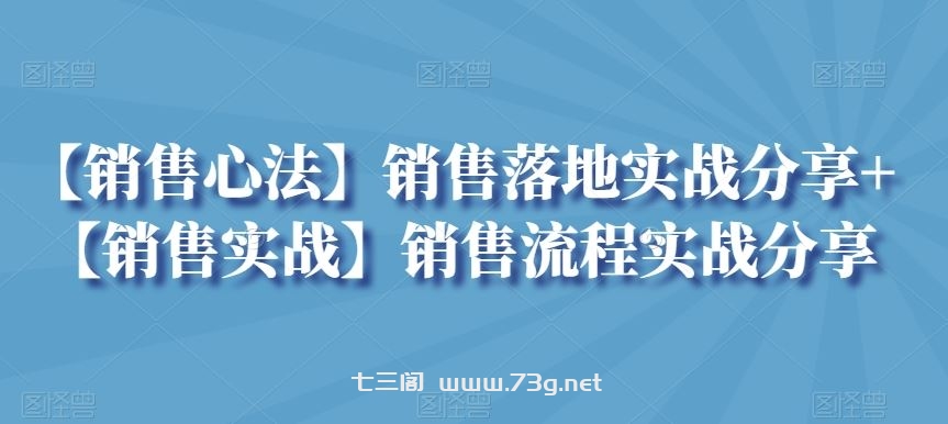 【销售心法】销售落地实战分享+【销售实战】销售流程实战分享-七三阁