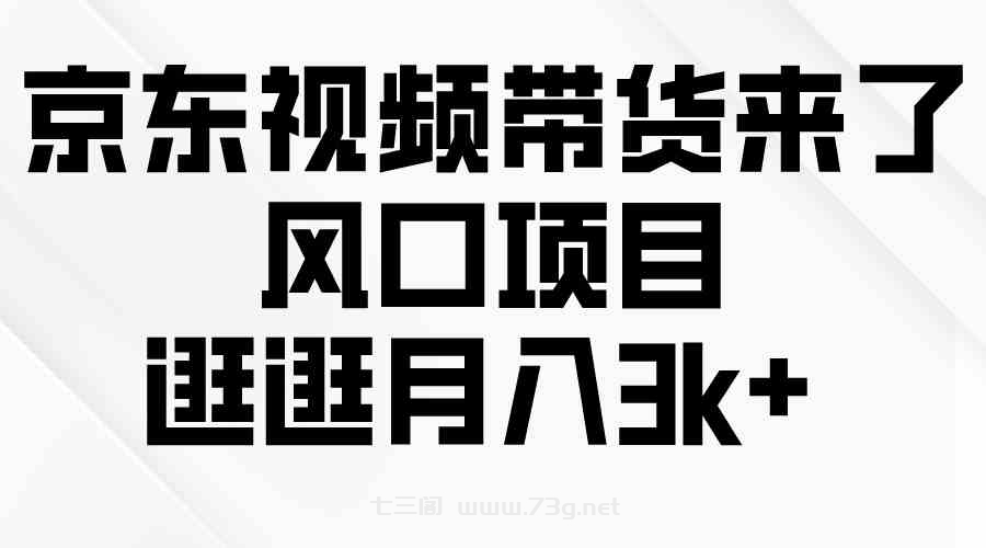 （10025期）京东短视频带货来了，风口项目，逛逛月入3k+-七三阁