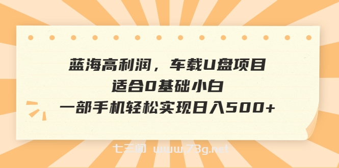 蓝海高利润，车载U盘项目，适合0基础小白，一部手机轻松实现日入500+-七三阁