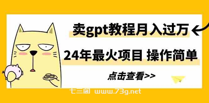 （9180期）24年最火项目，卖gpt教程月入过万，操作简单-七三阁