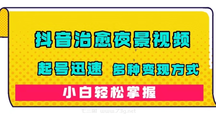 抖音治愈系夜景视频，起号迅速，多种变现方式，小白轻松掌握（附120G素材）-七三阁