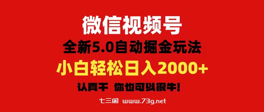 微信视频号变现，5.0全新自动掘金玩法，日入利润2000+有手就行-七三阁