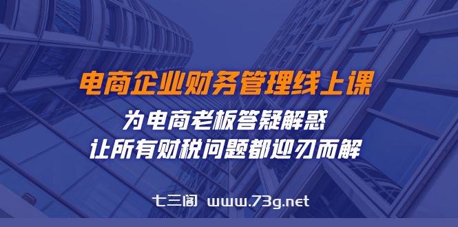 电商企业-财务管理线上课：为电商老板答疑解惑-让所有财税问题都迎刃而解-七三阁