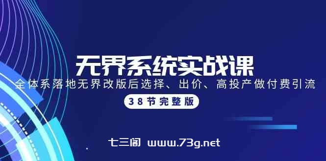 （9992期）无界系统实战课：全体系落地无界改版后选择、出价、高投产做付费引流-38节-七三阁