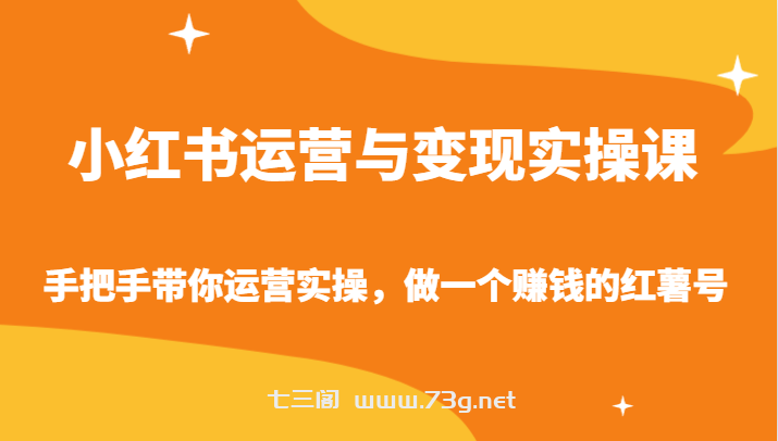 小红书运营与变现实操课-手把手带你运营实操，做一个赚钱的红薯号-七三阁