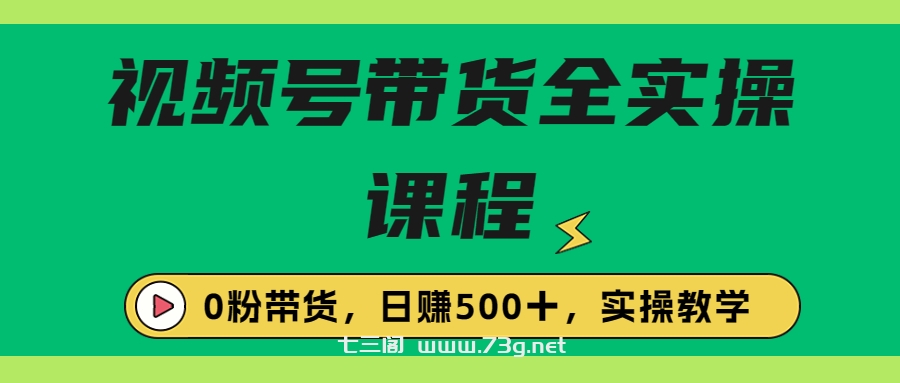 收费1980的视频号带货保姆级全实操教程，0粉带货-七三阁