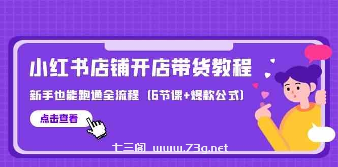 （9883期）最新小红书店铺开店带货教程，新手也能跑通全流程（6节课+爆款公式）-七三阁