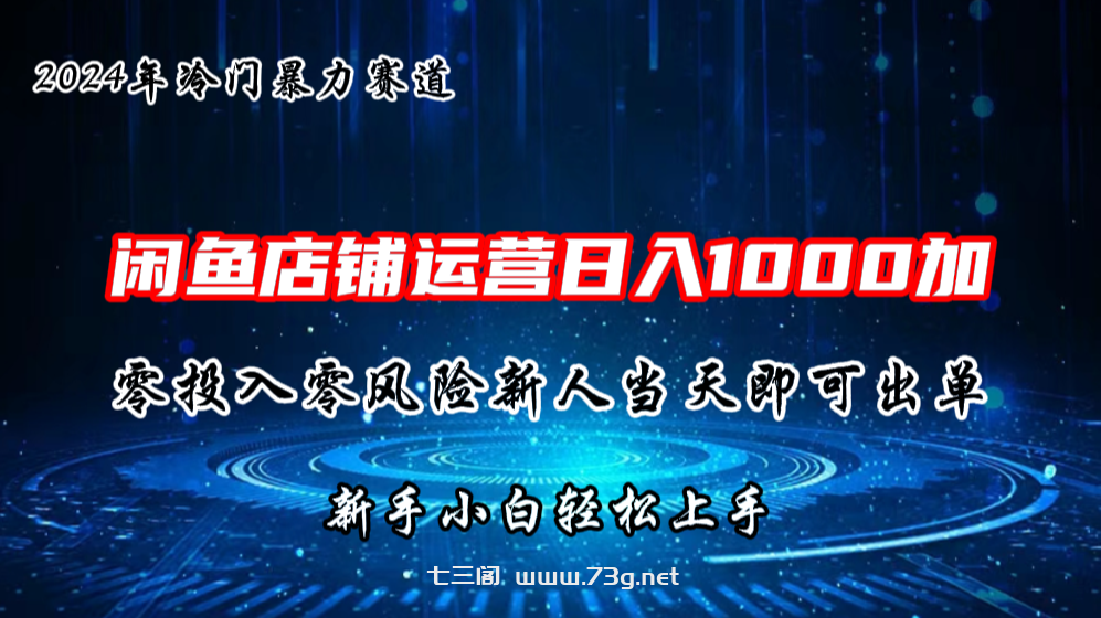 2024闲鱼冷门暴力赛道，新人当天即可出单，每天100单，日入1000加-七三阁