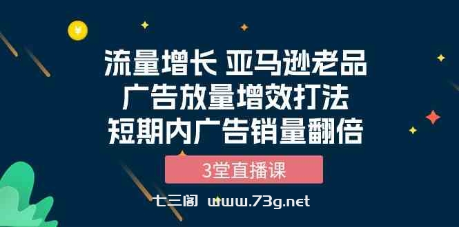 （10112期）流量增长 亚马逊老品广告放量增效打法，短期内广告销量翻倍（3堂直播课）-七三阁