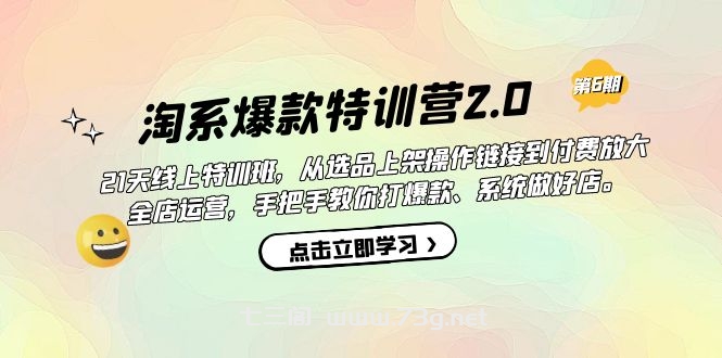 淘系爆款特训营2.0【第六期】从选品上架到付费放大 全店运营 打爆款 做好店-七三阁