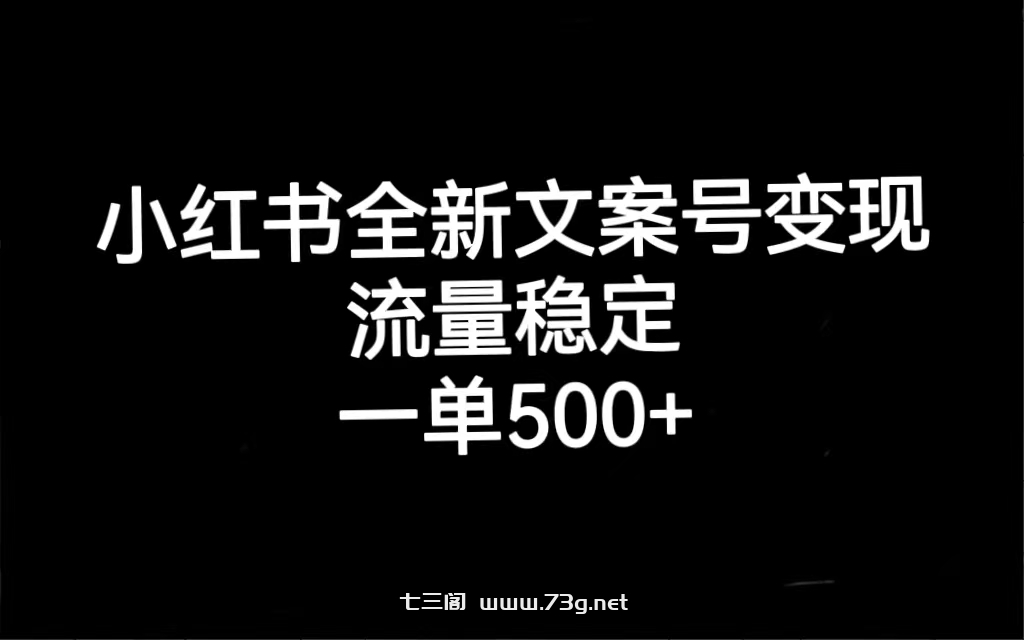 小红书全新文案号变现，流量稳定，一单收入500+-七三阁